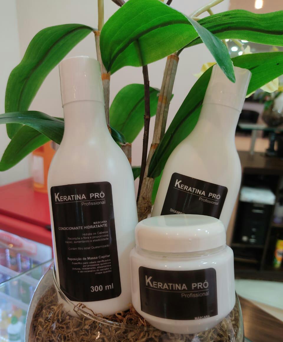 Keratina Pró Shampoo e Condicionador 300ml + Máscara 120G