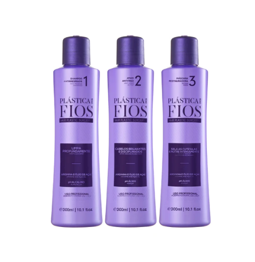 Kit Cadiveu Professional Plástica dos Fios Alinhamento (Trio 3 Produtos - Shampoo Antirresíduos + Ativo Liso Máximo + Máscara Restauradora)