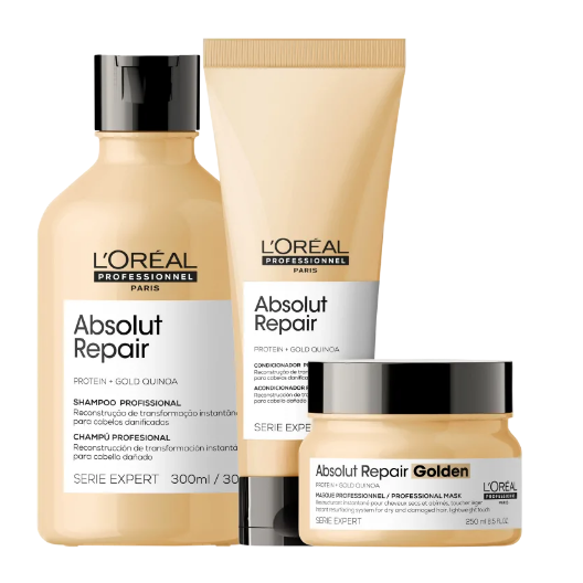 Kit L'Oréal Professionnel Serie Expert Absolut Repair Gold Quinoa + Protein Golden Trio (3 Produtos)