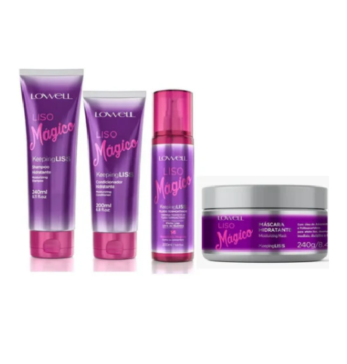 Kit Lowell Keeping Liss Liso Mágico (Shampoo, Condicionador, Máscara e Fluido)