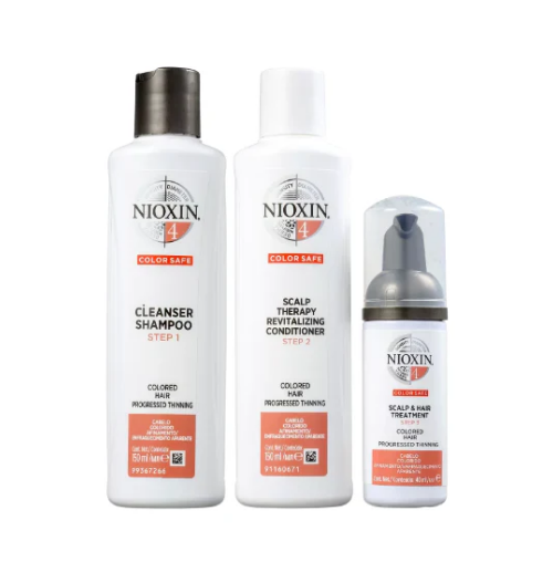 Kit Nioxin Trial Sistema 4 de Tratamento Contra Afinamento Capilar (3 Produtos)
