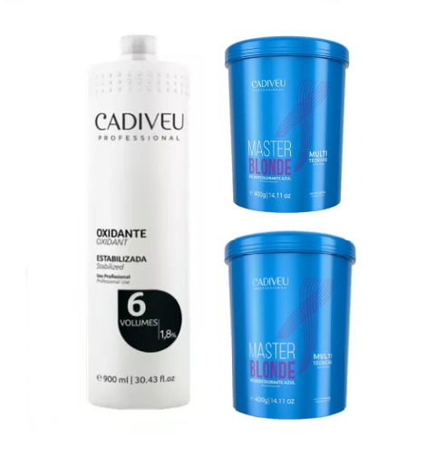 Kit Cadiveu 2x Pó Master Blond + 1x Oxidante 06v