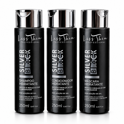 Kit 1 Shampoo 1 Cond. E 1 Máscara Matizador Silver Black