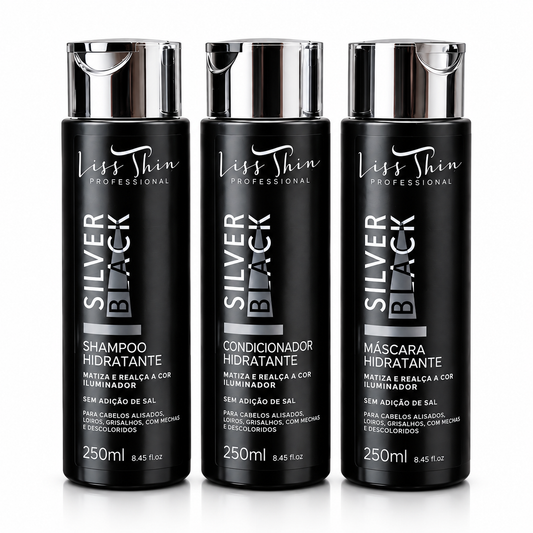 Kit 1 Shampoo 1 Cond. E 1 Máscara Matizador Silver Black